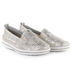Women's leather openwork shoes in gold Jezzi 5364 To be categorized Your Sports Performance