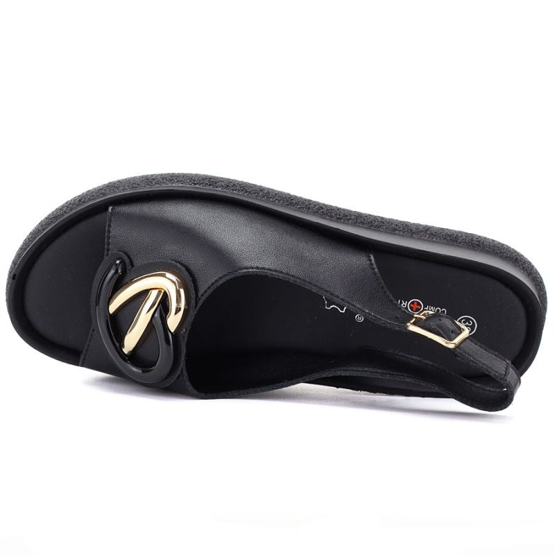 Women's leather platform sandals black S.Barski 61-6047 S.Barski