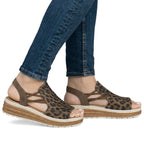 Women's beige leopard print platform sandals Rieker 62741-90 Footwear Your Sports Performance