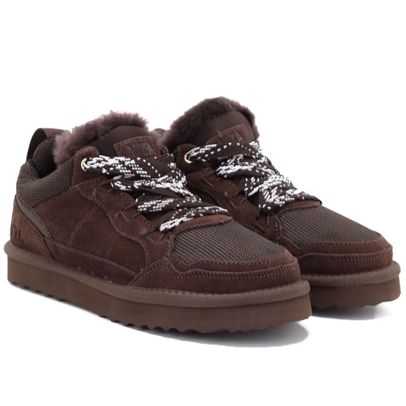 Women’s leather ankle boots, warm-lined shoes in chocolate brown Vinceza 102670