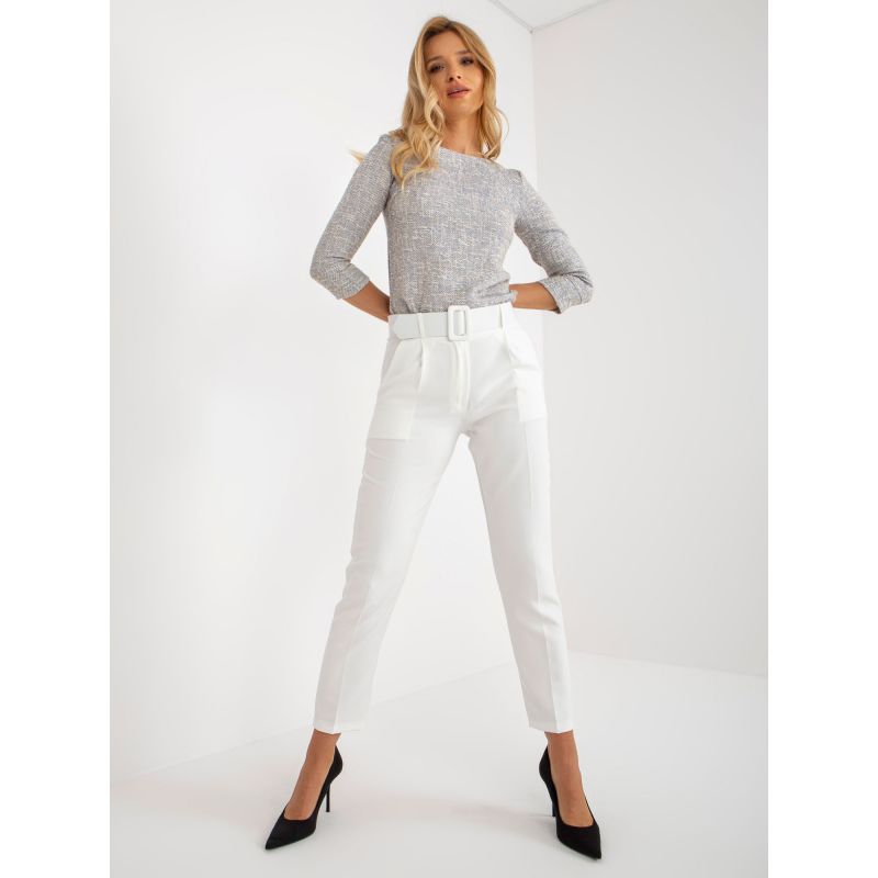 Ecru classic Giulia ankle-length fabric trousers (DHJ-SP-12787.21X) In preparation Your Sports Performance