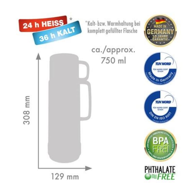 ROTPUNKT GLASS THERMOS CAPACITY 0.750 L, SHINY GRAPE AGD - Produkty/Termosy i kubki termiczne Your Sports Performance