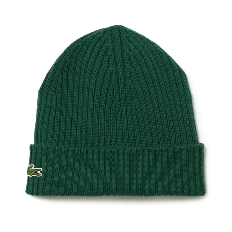 Lacoste Ribbed Wool Beanie Green - RB0001-132 Lacoste