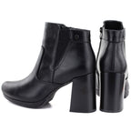 Women's ankle boots with a block heel and platform, insulated, black, M.Daszyński AF125B-1