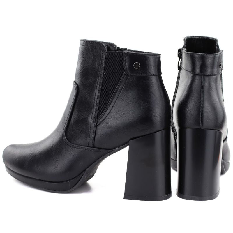 Women's ankle boots with a block heel and platform, insulated, black, M.Daszyński AF125B-1