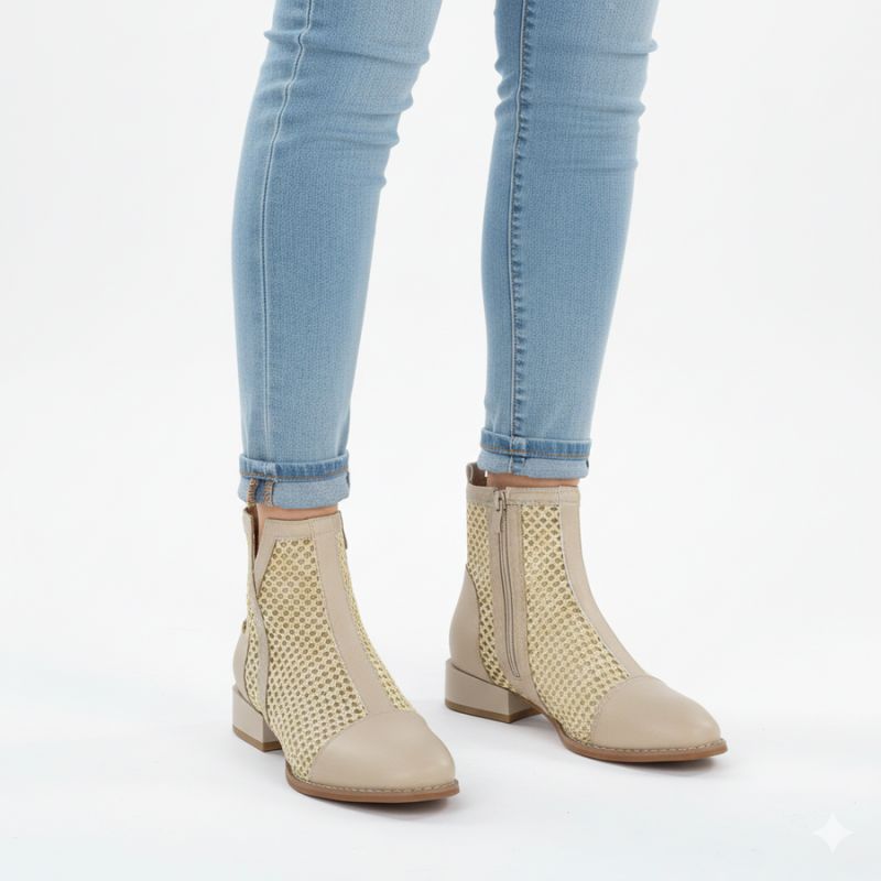 Beige mesh women's ankle boots M.Daszyński SA197-31 To be categorized Your Sports Performance