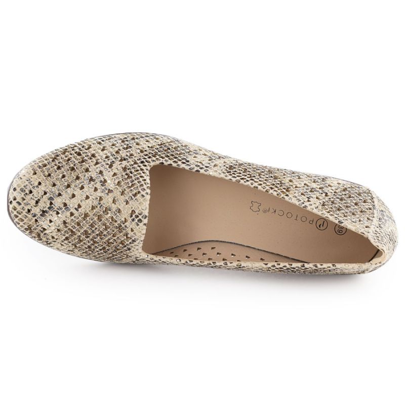 Women's wedge shoes with openwork snake print, beige, Potocki SZ12306 To be categorized Your Sports Performance