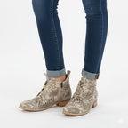 Women's openwork snakeskin ankle boots, beige, Potocki SZ12091 To be categorized Your Sports Performance