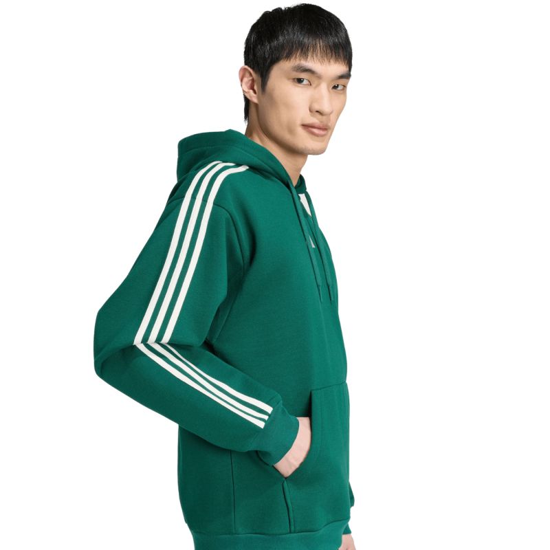 adidas Essentials 3-Stripes Fleece Hoodie men's green KZ1413