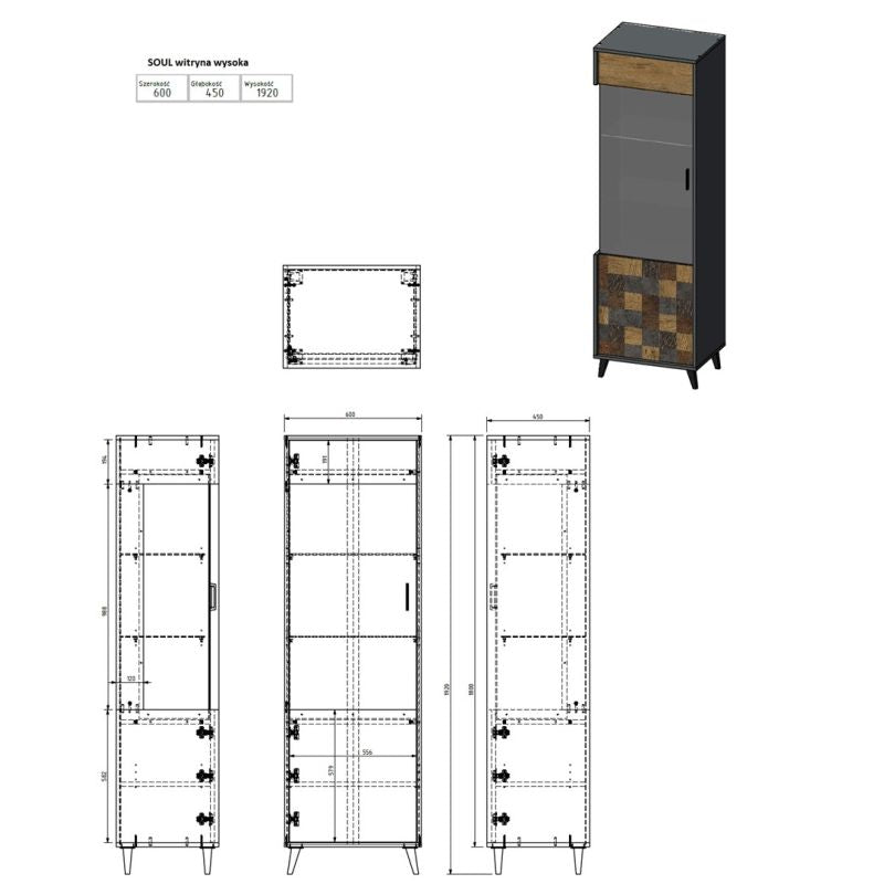 1D SOUL 192/60/45 display case Bufety i witryny/Bufety i witryny na drewnianej podstawie Your Sports Performance