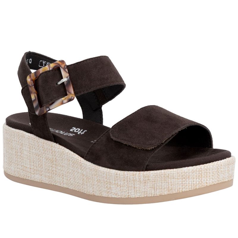 Women's brown leather wedge sandals Remonte by Rieker D1N54-25 Rieker