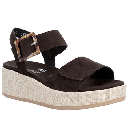 Women's brown leather wedge sandals Remonte by Rieker D1N54-25 Rieker