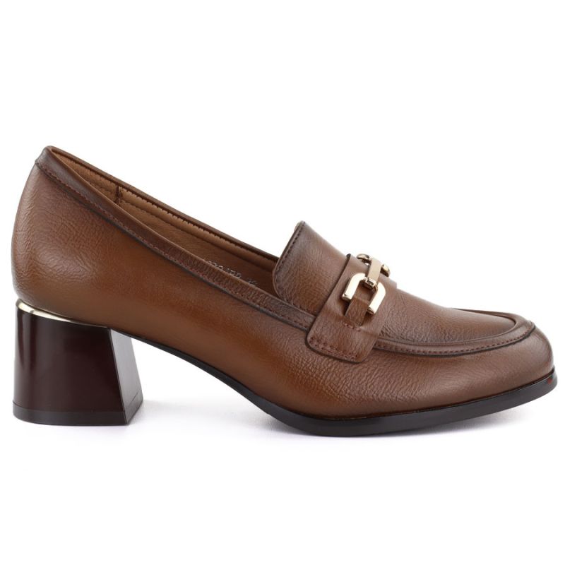 Women's brown high-heeled loafers, lords, Potocki SZ12784 To be categorized Your Sports Performance