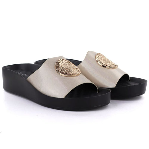 Women's gold platform flip-flops Potocki 43326 Potocki