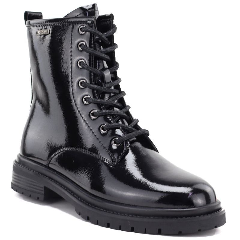 Women's leather ankle boots, patent leather, black Big Star UU274613