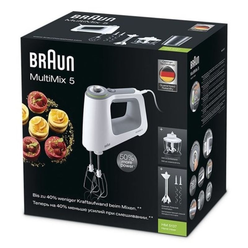BRAUN MultiMix 5 Hand Mixer HM 5137WH, 750W, SmartMix, White AGD - Produkty/Miksery / Blendery Your Sports Performance