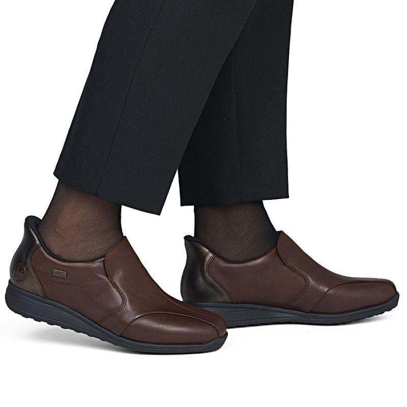 Rieker 47259-27 comfortable brown women's leather shoes