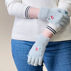 Women's winter telephone gloves with a snowman and a Christmas tree - green Hurtel