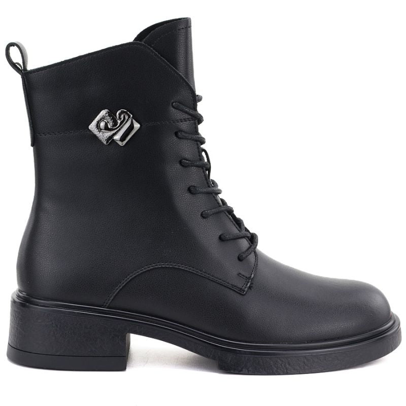 Women's leather ankle boots, black, D&A S.Barski MK62-7014