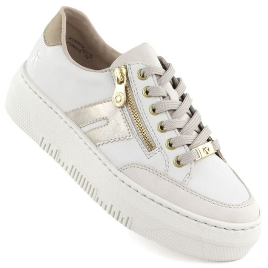 Women's leather platform sneakers in beige Rieker M1912-80 To be categorized Your Sports Performance