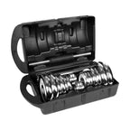 REBEL ACTIVE ADJUSTABLE CHROME DUMBBELLS IN CASE WITH BAR, 20 KG SET To be categorized Your Sports Performance