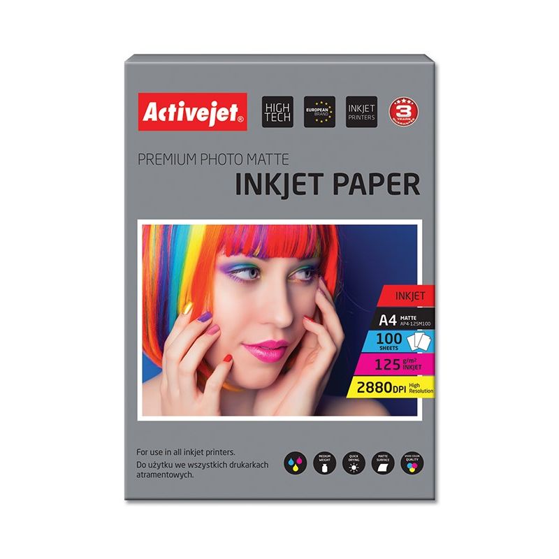 Activejet AP4-125M100 Matte Photo Paper (A4; 100 pcs.) Artykuły papiernicze/Papier fotograficzny Your Sports Performance