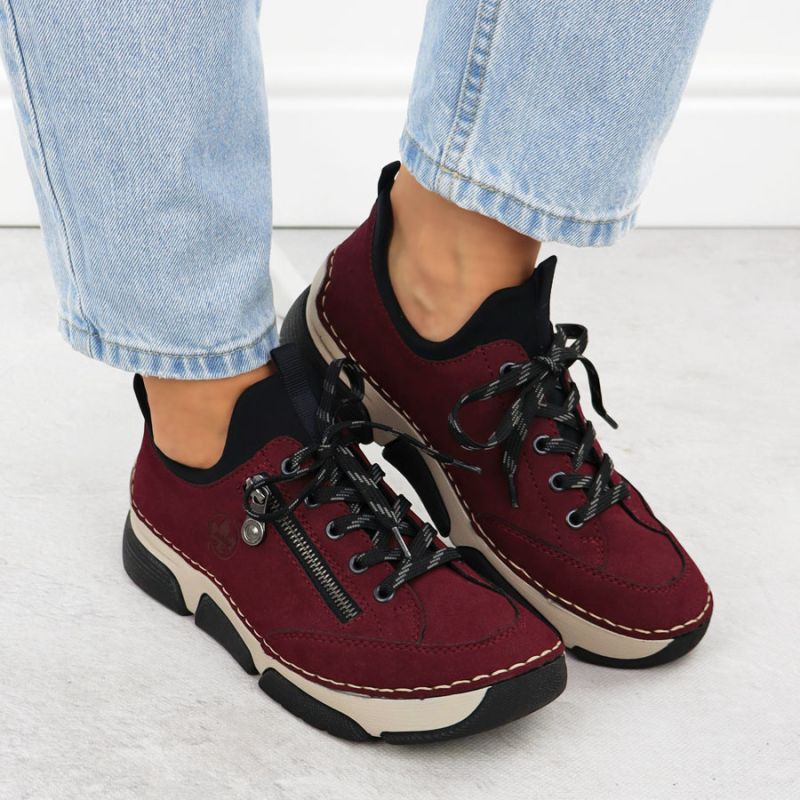 Comfortable women's burgundy shoes Rieker 45973-36 Footwear Your Sports Performance