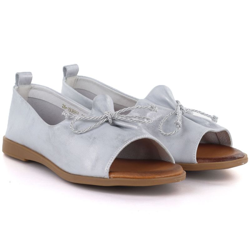 Women's leather open-toe silver shoes Cambell 19388 Cambell