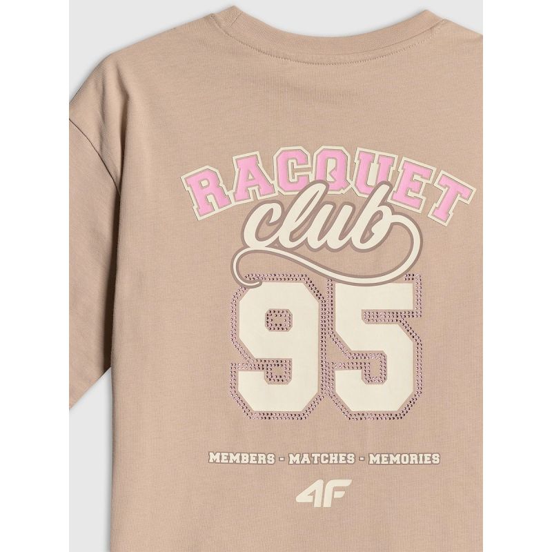 Oversized T-shirt with print for girls 4F 4FJRAW26TTSHF4242-83S