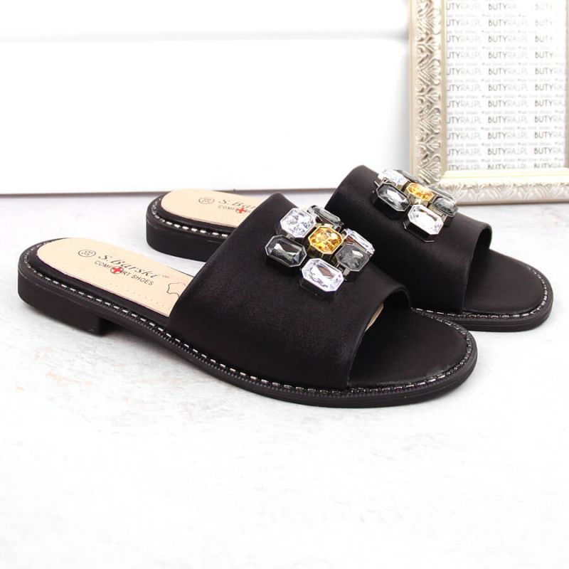 Flip-flops with rhinestones S.Barski W OLI262A, black Footwear/Lifestyle/S.Barski Your Sports Performance