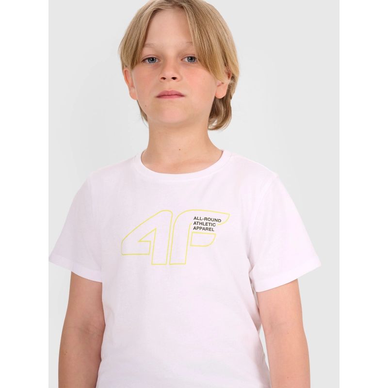 Boys' t-shirt with print 4F 4FJWAW25TTSHM2417-10S *Kategoria tymczasowa Your Sports Performance