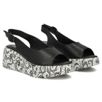 Women's leather wedge sandals, black, Filippo DS7580 Filippo