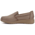 Women's leather slip-on wedge shoes, beige, Potocki JE19505