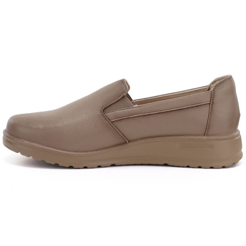 Women's leather slip-on wedge shoes, beige, Potocki JE19505
