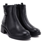 Black Sergio Leone women's leather block ankle boots