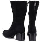 Women's short high-heeled boots in black suede Jezzi ASA269-7