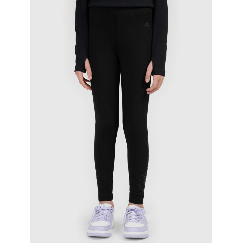 Girls' leggings with a shiny print 4F 4FJWAW26TTIGF313-20S