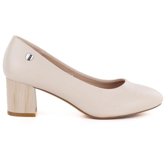 Beige Sergio Leone PB404 women's pumps with a block heel LEONE