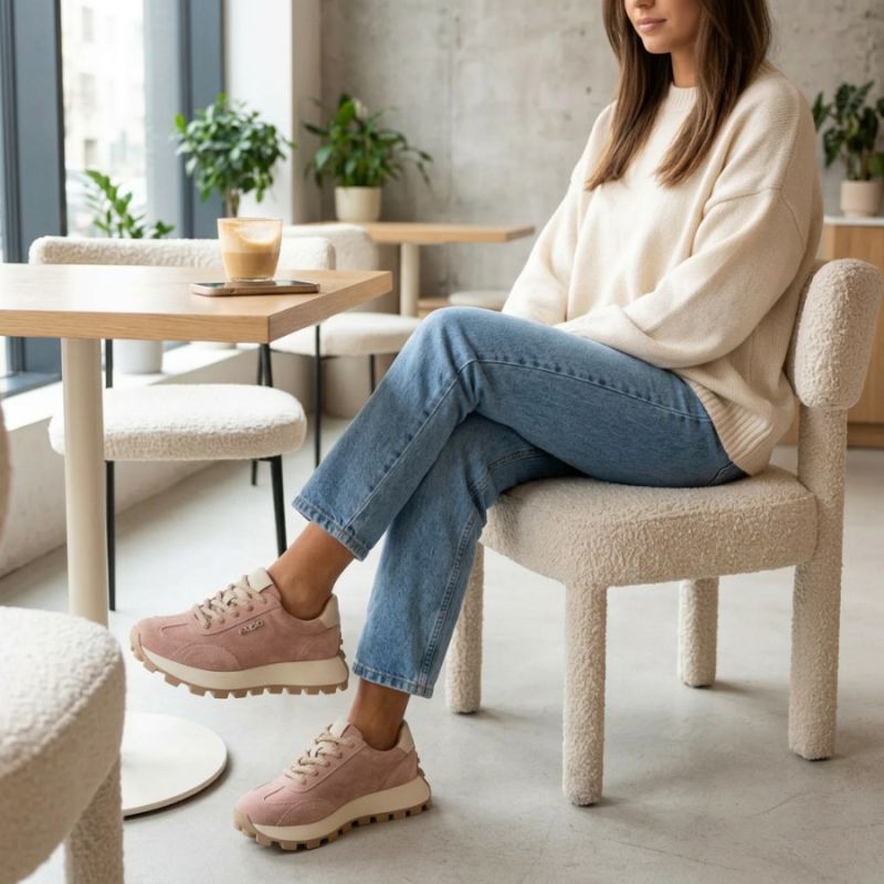 Leather platform sneakers, pink, Filippo DP7498