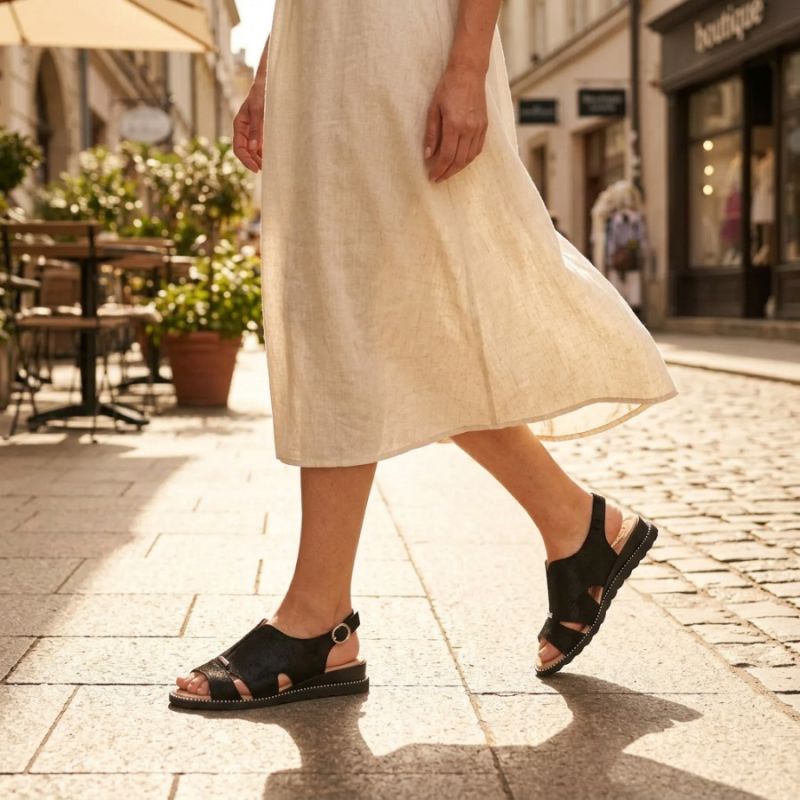 Women's black leather sandals Filippo DS4470 Filippo