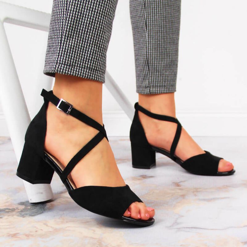Sergio Leone W SK367A black block heel sandals