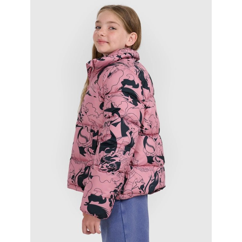 Girls' down jacket with synthetic filling 4F 4FJRAW25TDJAF0748-54A