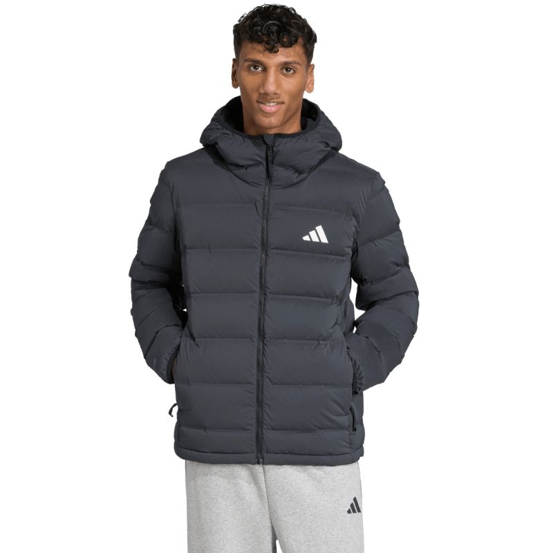 Men's adidas Helionic Climawarm Stretch Hooded Down Jacket Black JN2114 To be categorized Your Sports Performance