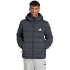 Men's adidas Helionic Climawarm Stretch Hooded Down Jacket Black JN2114 To be categorized Your Sports Performance