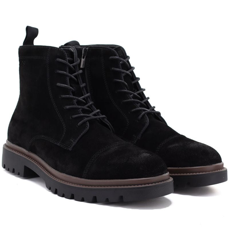 Men's leather ankle boots, unlined, suede, black, Big Star UU174221