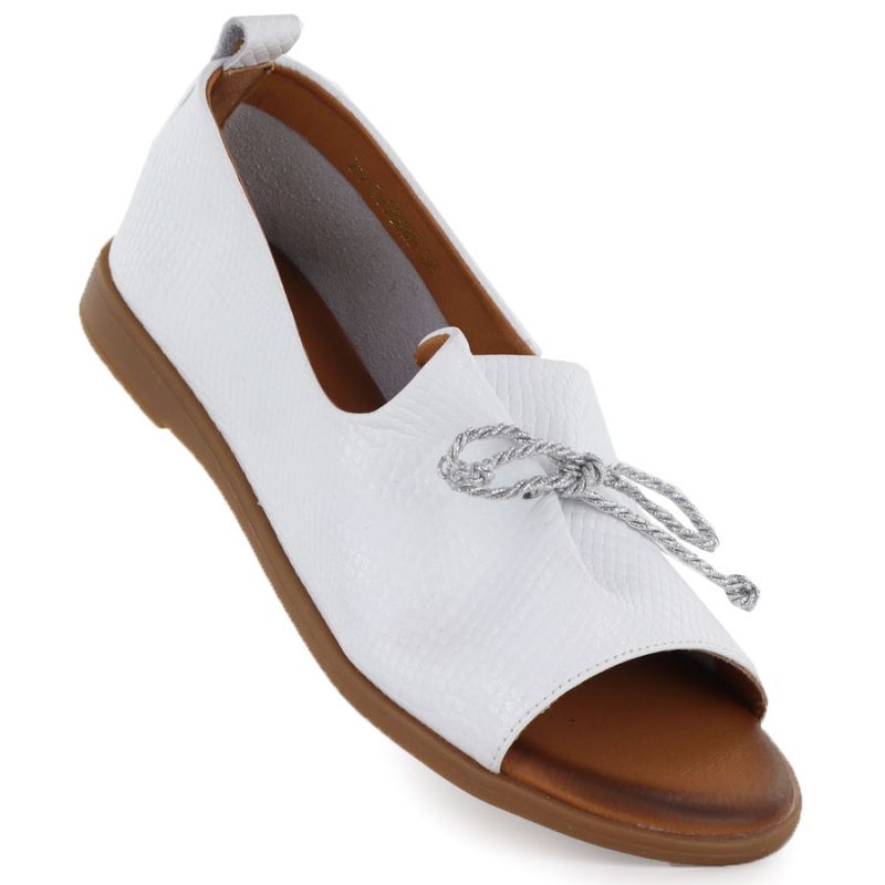 Women's leather open-toe shoes, white, Cambell 19388 Cambell