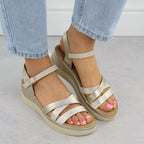 Women's gold wedge sandals Vinceza 15358 Footwear Your Sports Performance