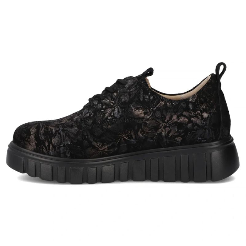 Filippo Black Floral Leather Platform Shoes DP6846 Filippo