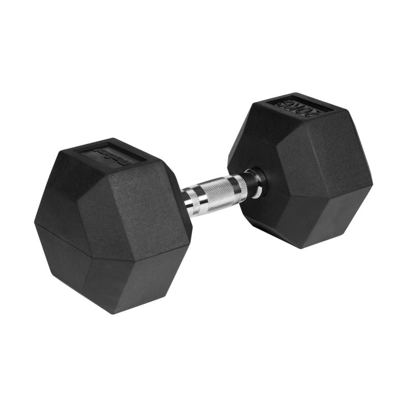 HEX 20 kg rubber-coated cast iron dumbbell REBEL ACTIVE To be categorized Your Sports Performance