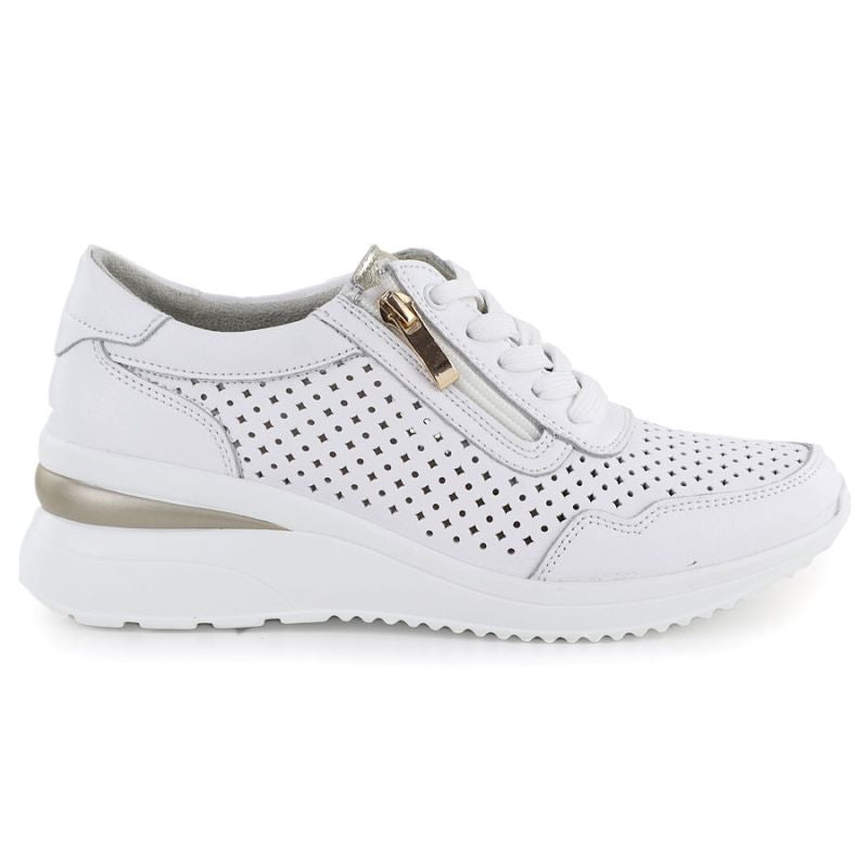 White openwork leather wedge sneakers Vinceza 95402 Vinceza